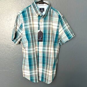 Original Penguin madras plaid Blue and White Casual Button Down Shirt